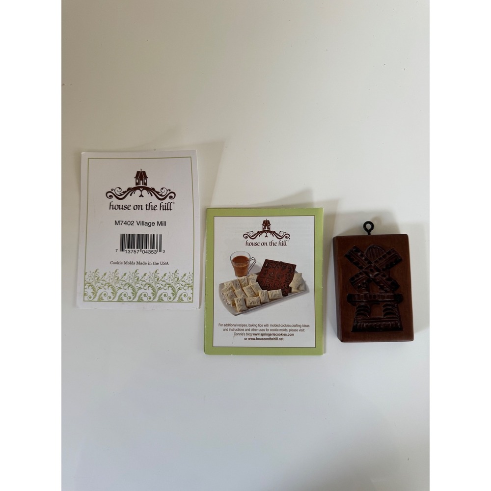 House on the Hill Village Mill Springerle Cookie Mold M7402 Windmill Brown USA